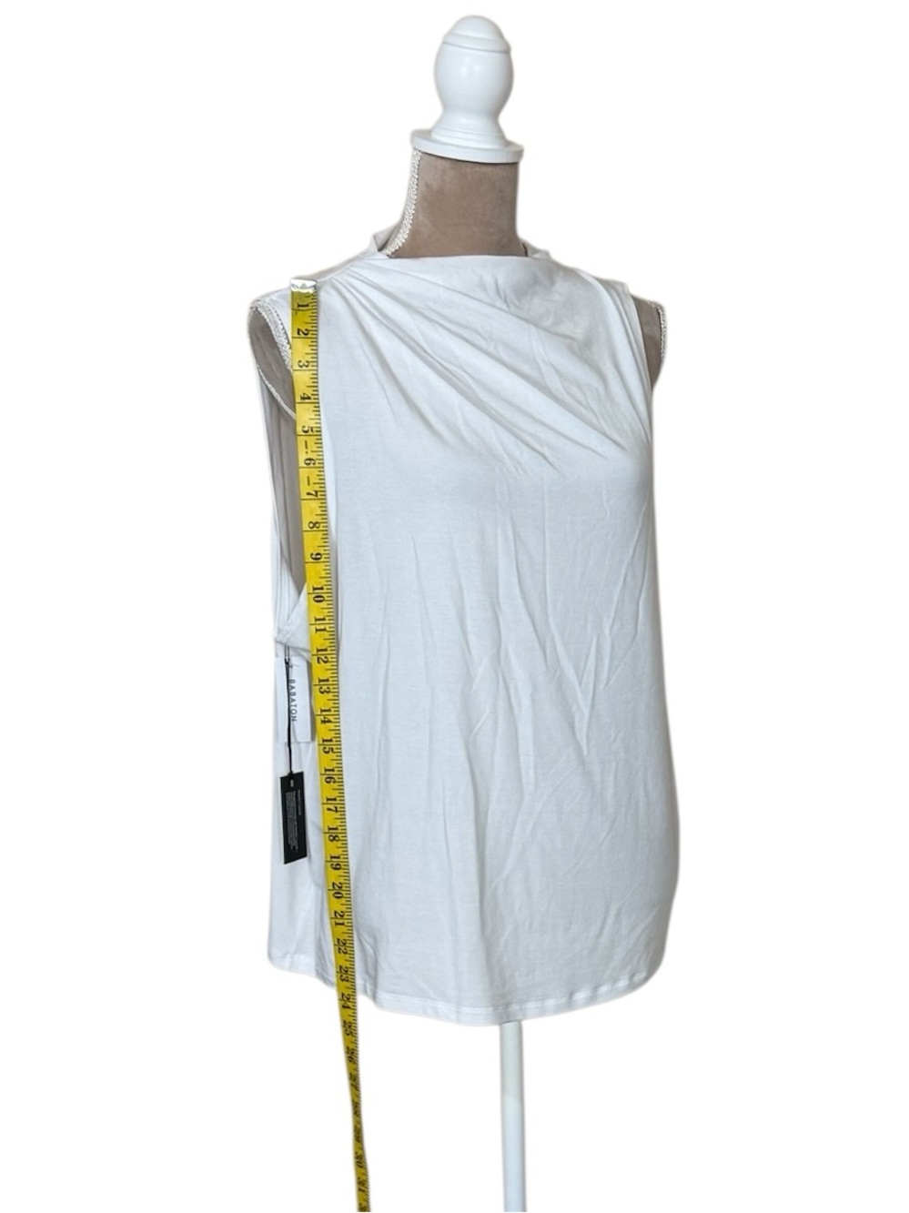 Babaton for Aritzia “Boardroom” Draped Mock Neck Sleeveless Tank - White NWT - Picture 10 of 14